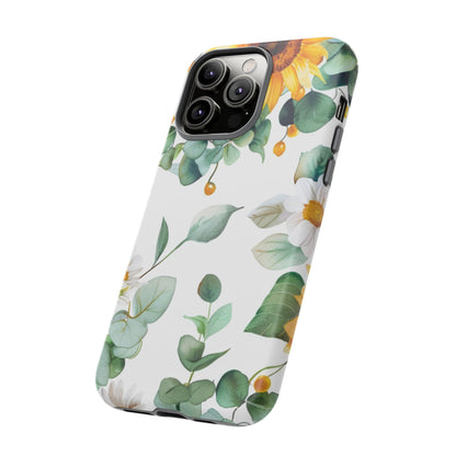 Sunflower & Eucalyptus Tough Phone Case — Protective Floral iPhone Case