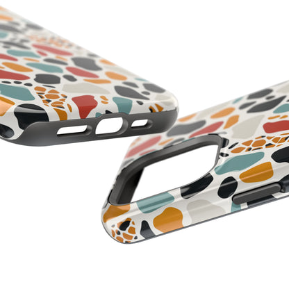 Terrazzo Pattern Magnetic Impact Phone Case — Colorful Retro Pebble Design