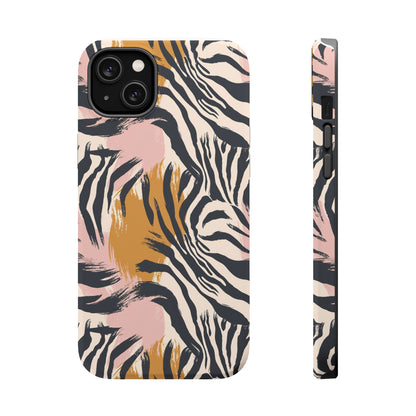 Zebra Brushstroke Magnetic Impact Phone Case,Africa Pattern