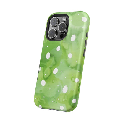 Green Watercolor Polka Dot Magnetic Impact Phone Case