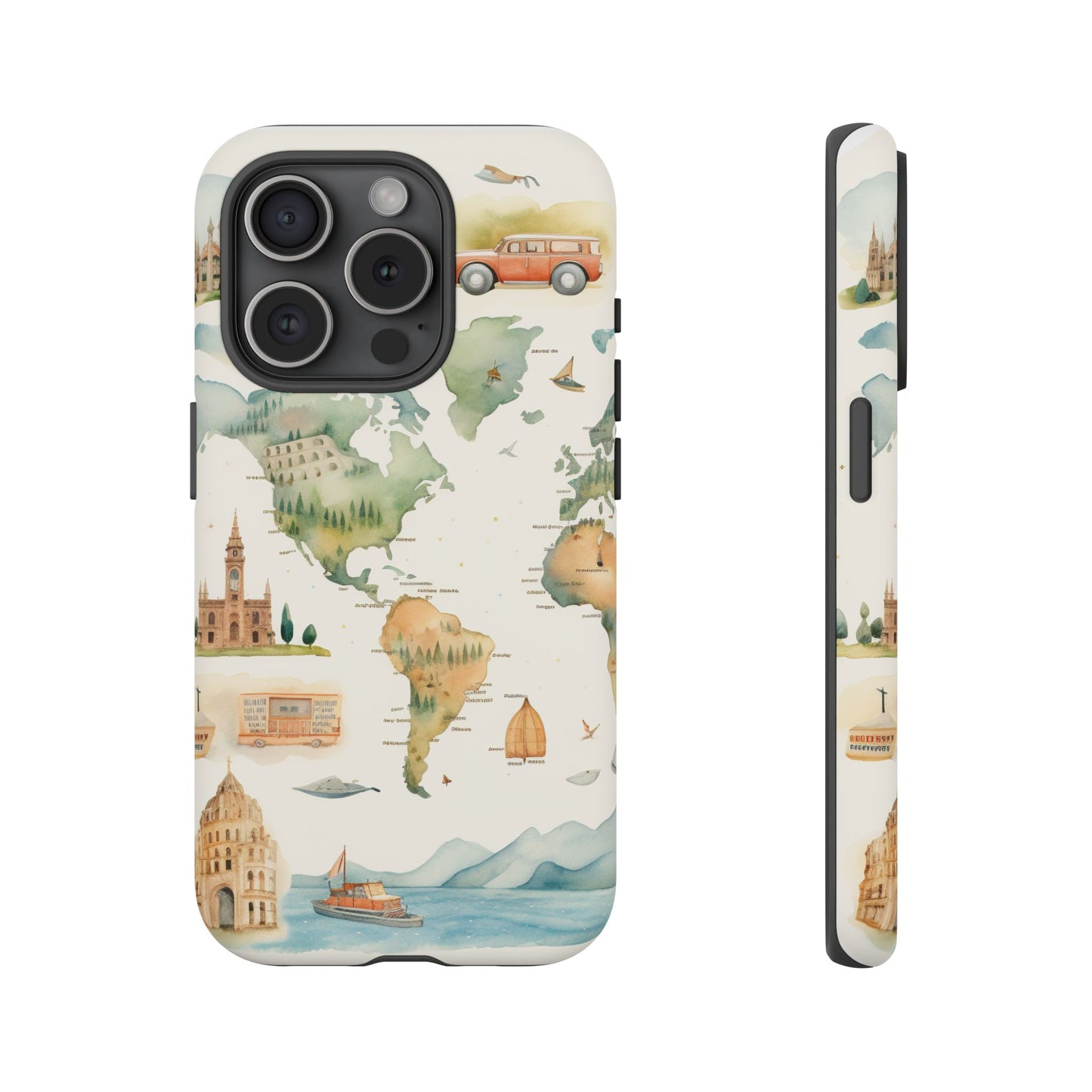 Hard Phone Case — Watercolor Fantasy Map Castle Design
