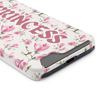 Chic Floral Phone Case with Card Holder for Princesses, Cute Floral Design, Gift for Her