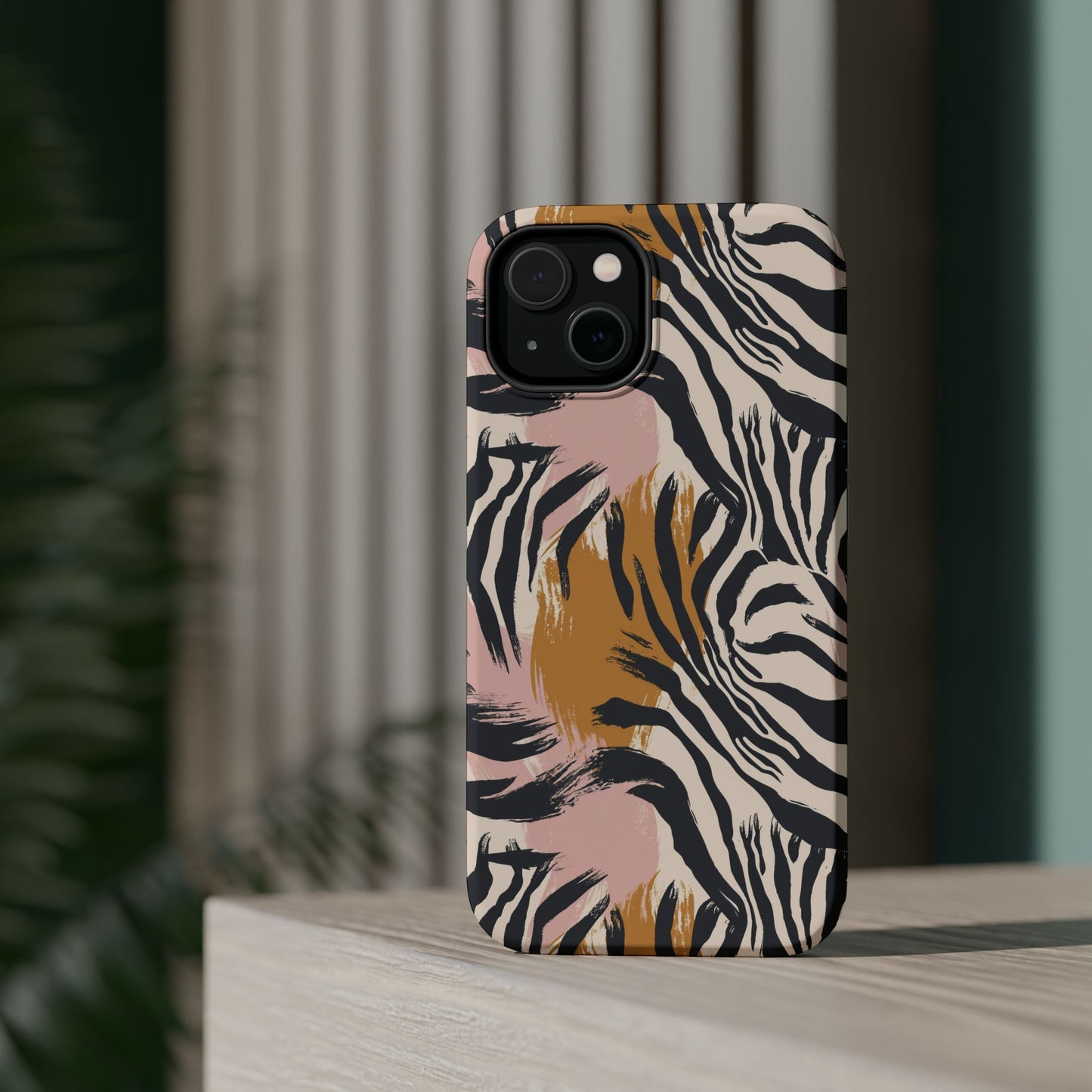 Zebra Brushstroke Magnetic Impact Phone Case,Africa Pattern