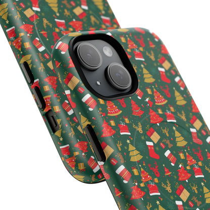Christmas Tough Magnetic Phone Case | Festive Holiday Accessory | Cute Santa & Tree Design, Gift for Him/Her, Seasonal Tech