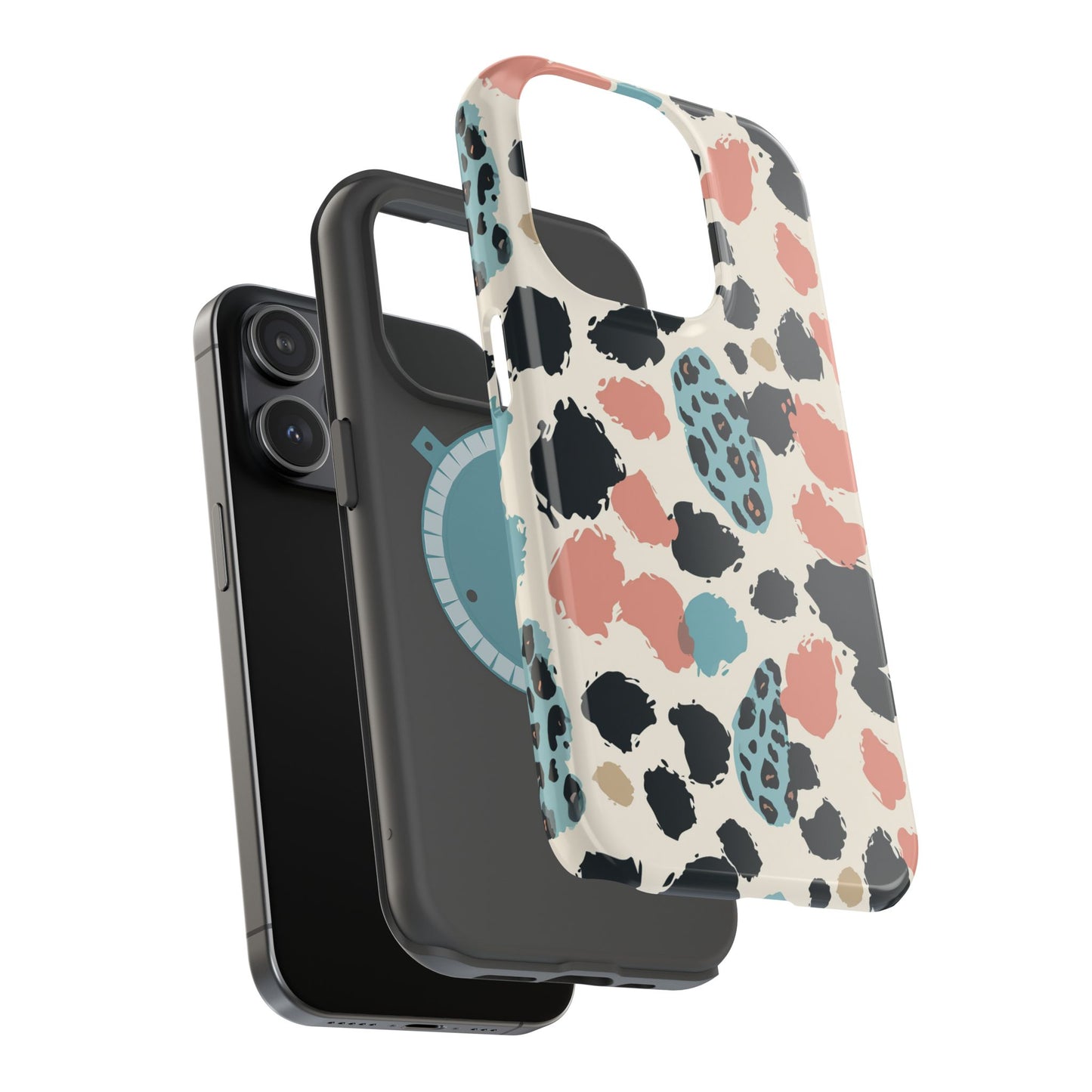 Leopard Splash Magnetic Impact Phone Case — Teal & Coral Animal Print