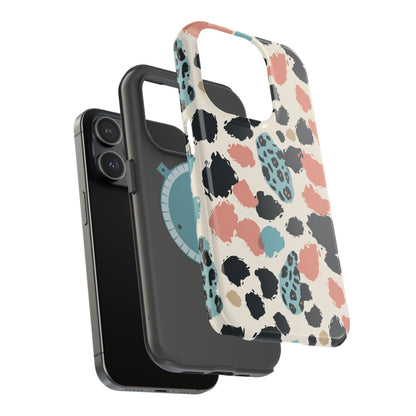 Leopard Splash Magnetic Impact Phone Case — Teal & Coral Animal Print