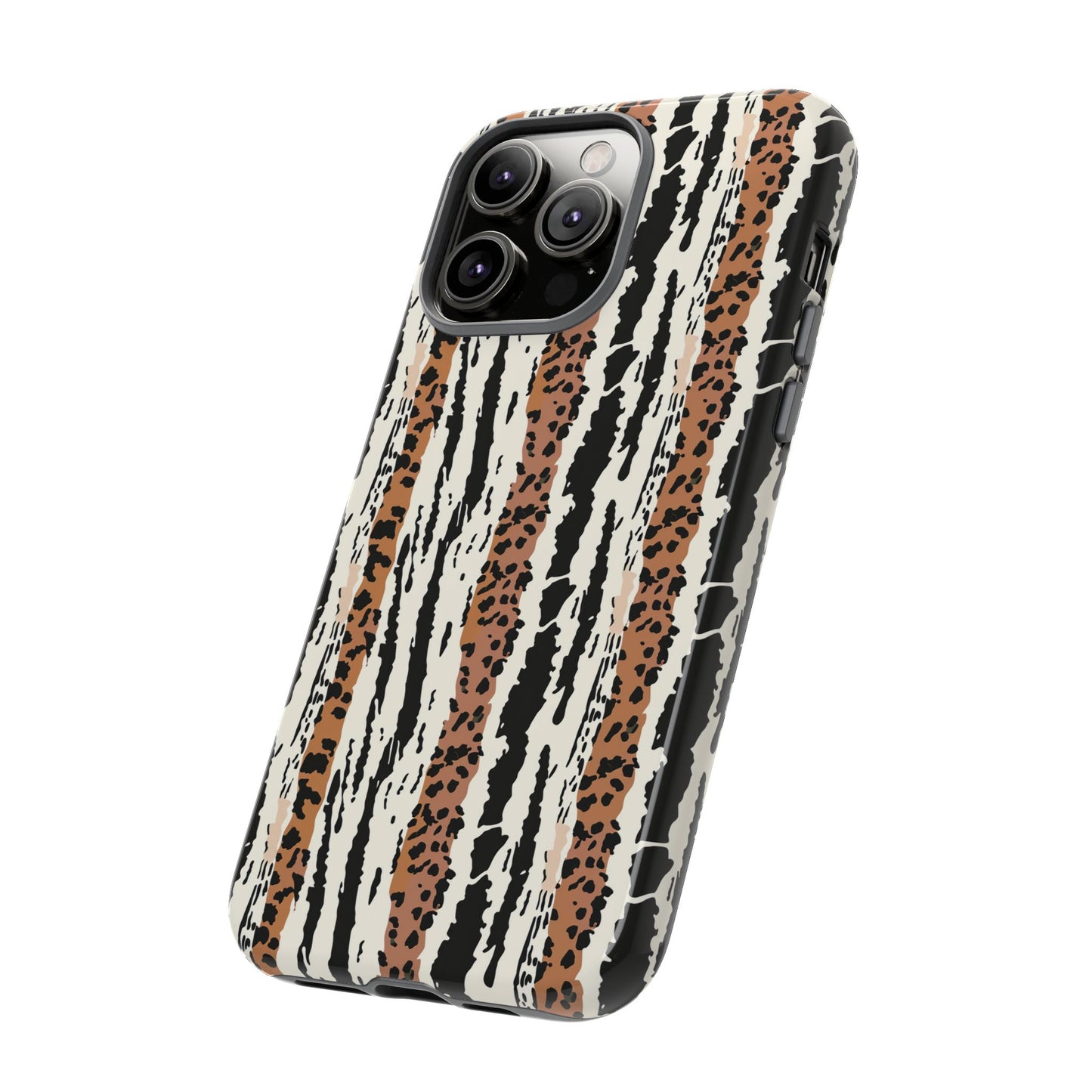 Animal Stripe Phone Case — Leopard & Zebra Pattern Tough Protective Cover,Africa Pattern .