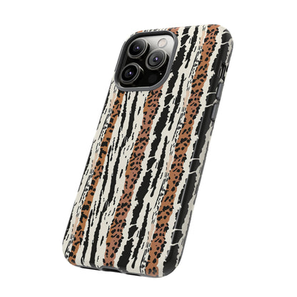 Animal Stripe Phone Case — Leopard & Zebra Pattern Tough Protective Cover,Africa Pattern .