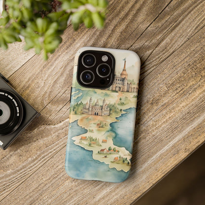 Hard Phone Case — Watercolor Fantasy Map Castle Design