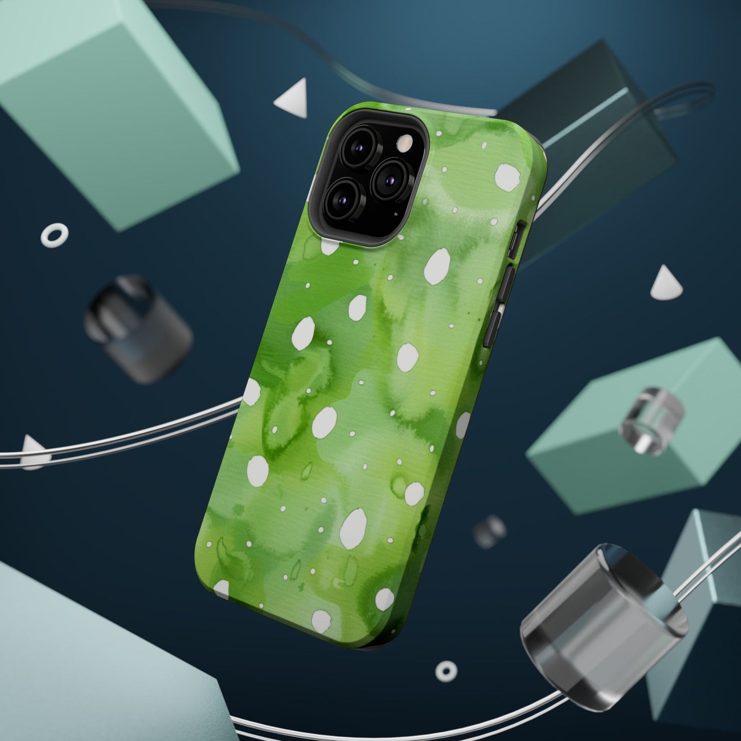 Green Watercolor Polka Dot Magnetic Impact Phone Case