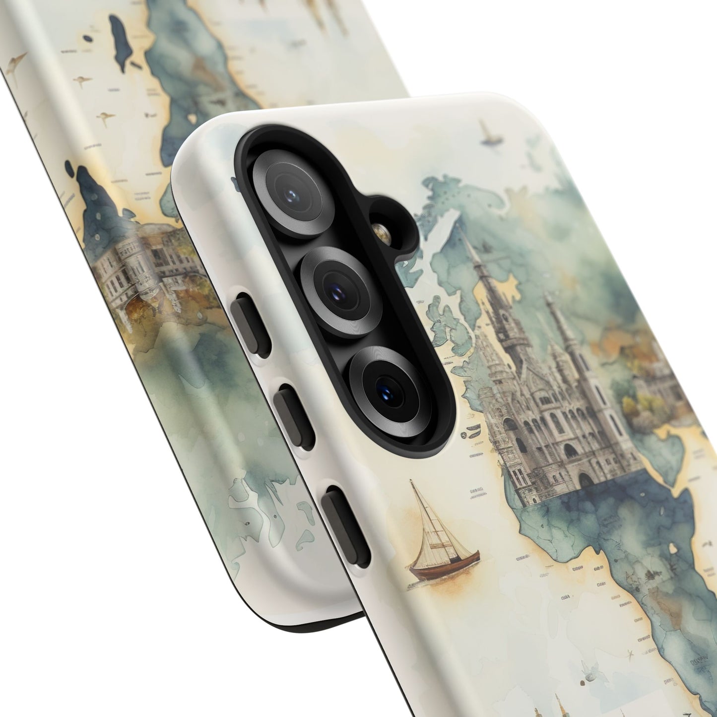 Hard Phone Case — Watercolor Fantasy Map Castle Design