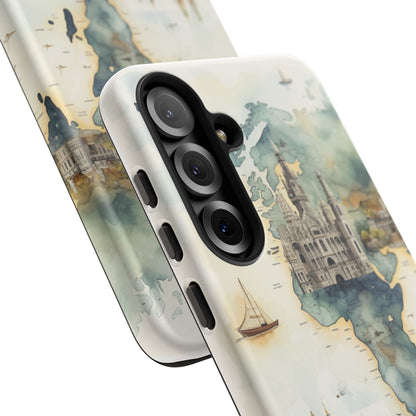 Hard Phone Case — Watercolor Fantasy Map Castle Design
