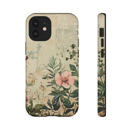 Floral Vintage Tough Case – Botanical Protective Phone Cover,Plants Lovers