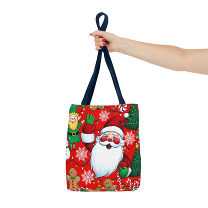 Festive Santa Tote Bag, Christmas Gift Bag, Holiday Shopping Tote, Cute Santa Bag, Merry Christmas Tote