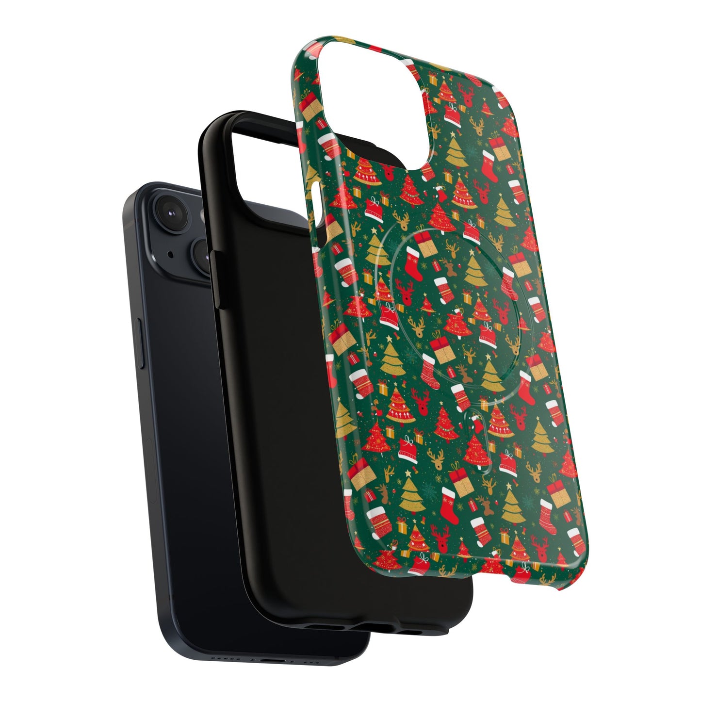 Christmas Tough Magnetic Phone Case | Festive Holiday Accessory | Cute Santa & Tree Design, Gift for Him/Her, Seasonal Tech