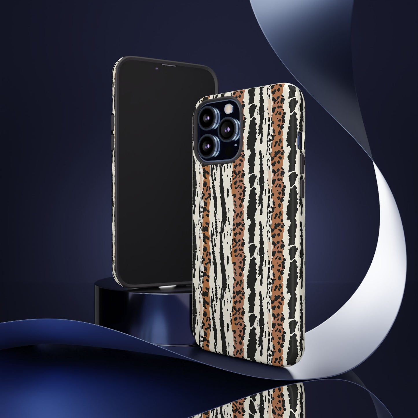 Animal Stripe Phone Case — Leopard & Zebra Pattern Tough Protective Cover,Africa Pattern .