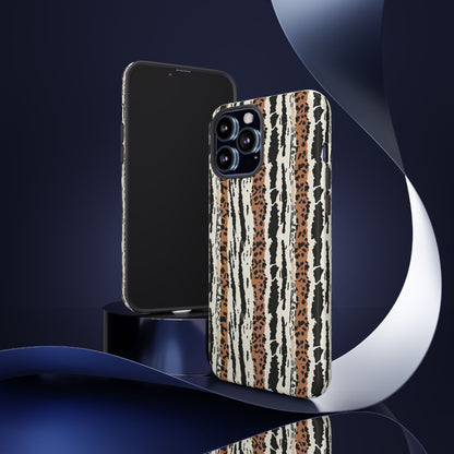 Animal Stripe Phone Case — Leopard & Zebra Pattern Tough Protective Cover,Africa Pattern .