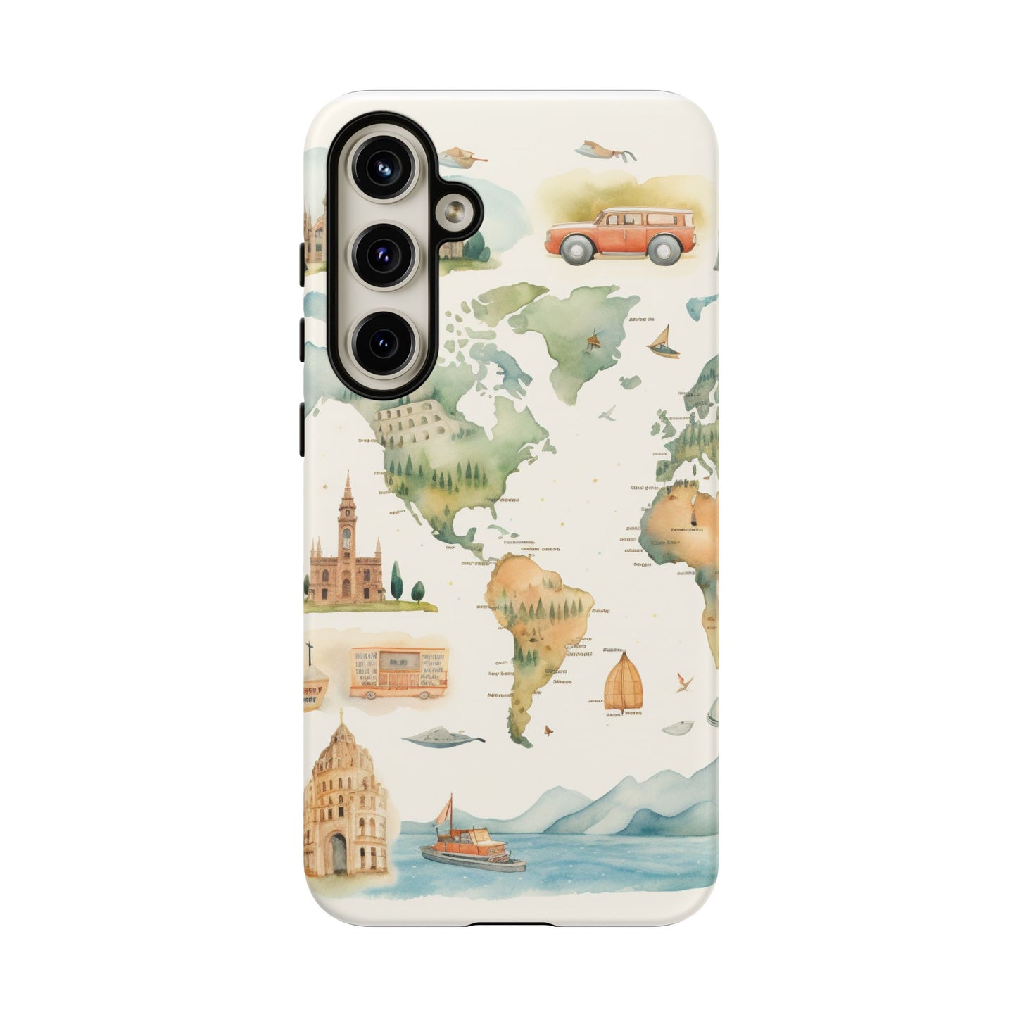 Hard Phone Case — Watercolor Fantasy Map Castle Design