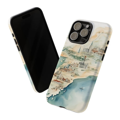 Hard Phone Case — Watercolor Fantasy Map Castle Design