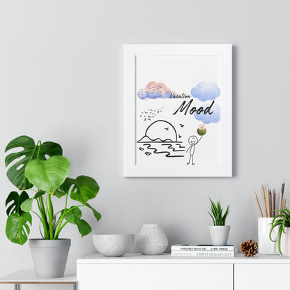 Vacation Mood Framed Vertical Poster, Tropical Art, Beach Decor, Summer Vibes, Home Decoration, Gift for Travel Lovers