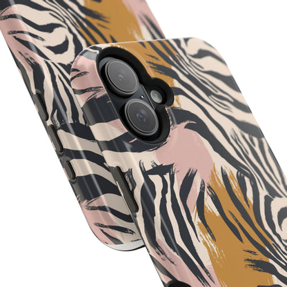 Zebra Brushstroke Magnetic Impact Phone Case,Africa Pattern