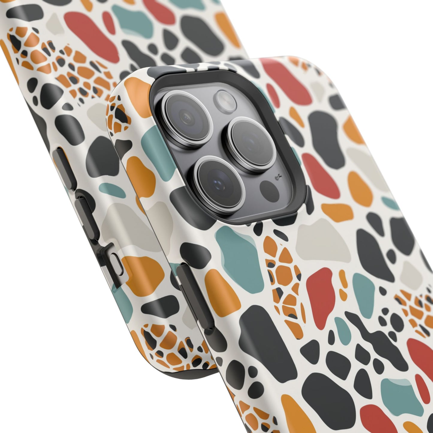 Terrazzo Pattern Magnetic Impact Phone Case — Colorful Retro Pebble Design
