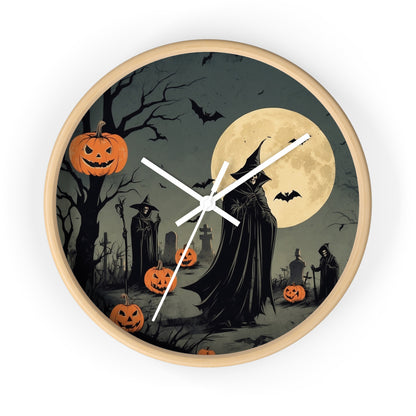 Spooky Halloween Wall Clock, Halloween Decor, Witch Clock, Pumpkin Wall Art, Haunted House Decoration, Fall Home Decor