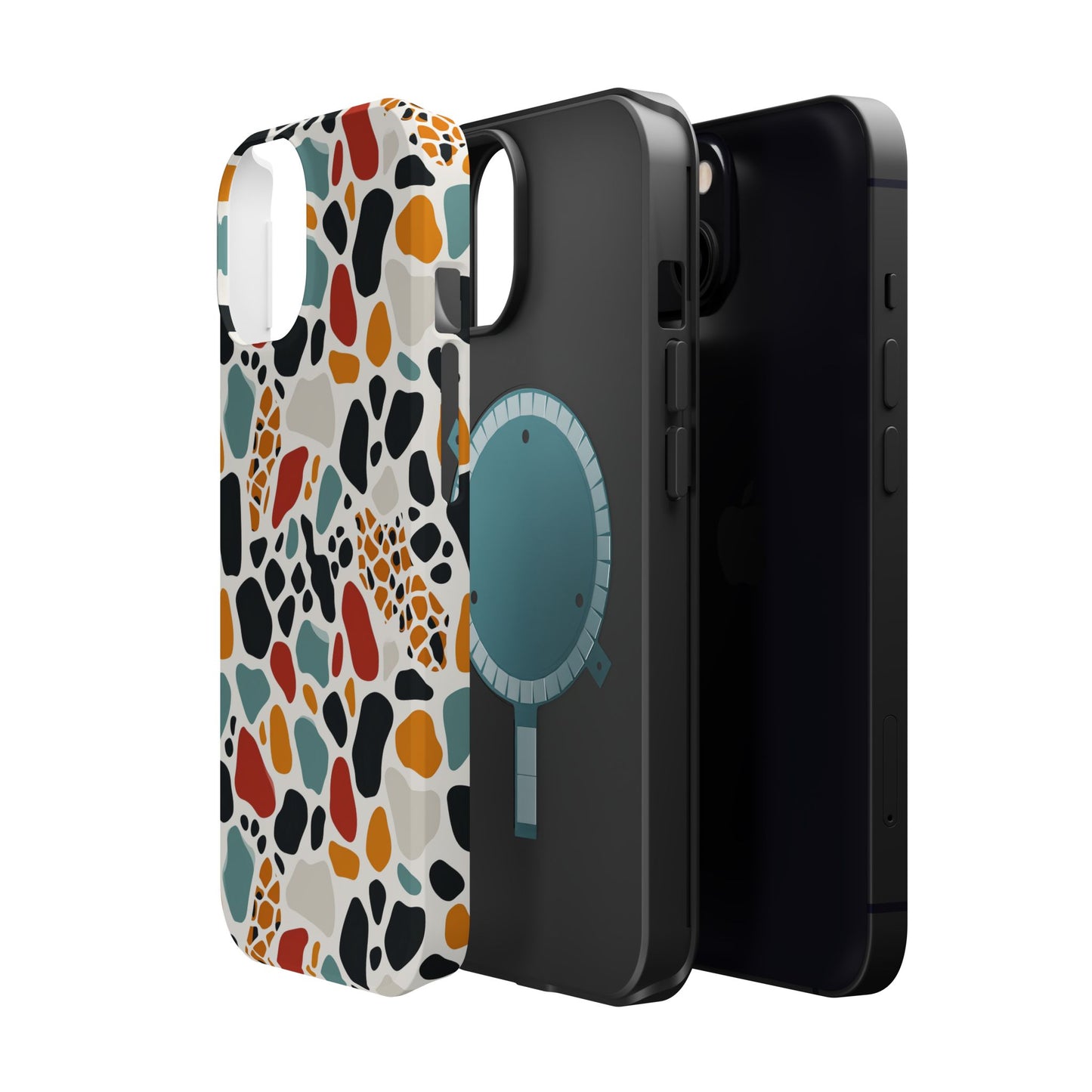 Terrazzo Pattern Magnetic Impact Phone Case — Colorful Retro Pebble Design