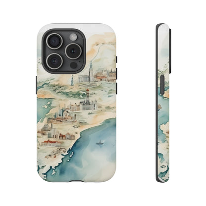 Hard Phone Case — Watercolor Fantasy Map Castle Design