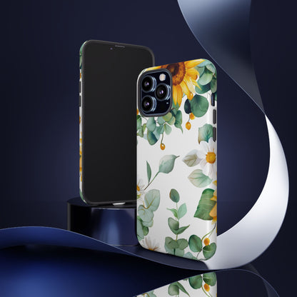 Sunflower & Eucalyptus Tough Phone Case — Protective Floral iPhone Case