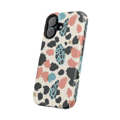 Leopard Splash Magnetic Impact Phone Case — Teal & Coral Animal Print
