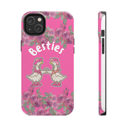 Colorful Floral Besties Phone Case, Tough Mobile Cover for Best Friends, Cute Gift for Friendship Day, Unique Cell Phone Protection