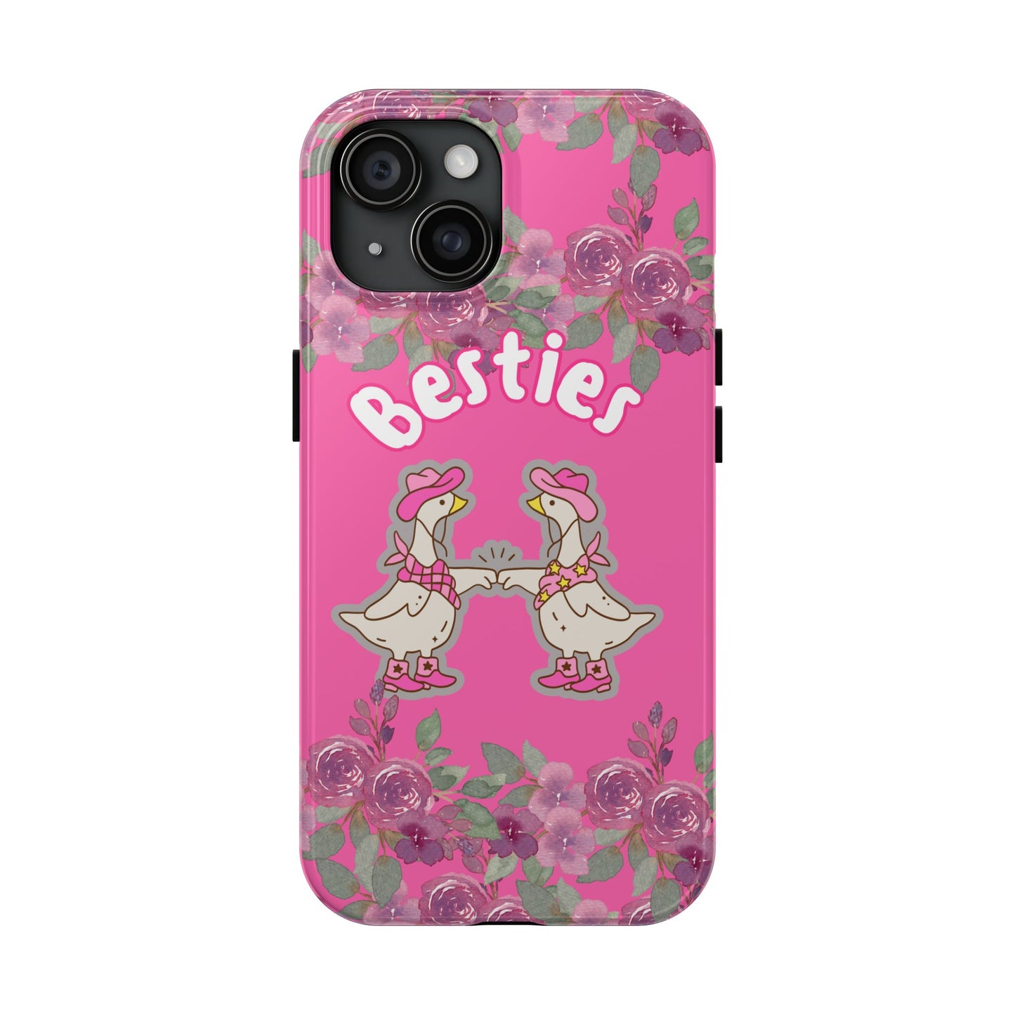 Colorful Floral Besties Phone Case, Tough Mobile Cover for Best Friends, Cute Gift for Friendship Day, Unique Cell Phone Protection
