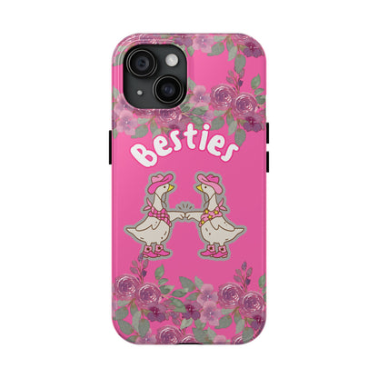Colorful Floral Besties Phone Case, Tough Mobile Cover for Best Friends, Cute Gift for Friendship Day, Unique Cell Phone Protection