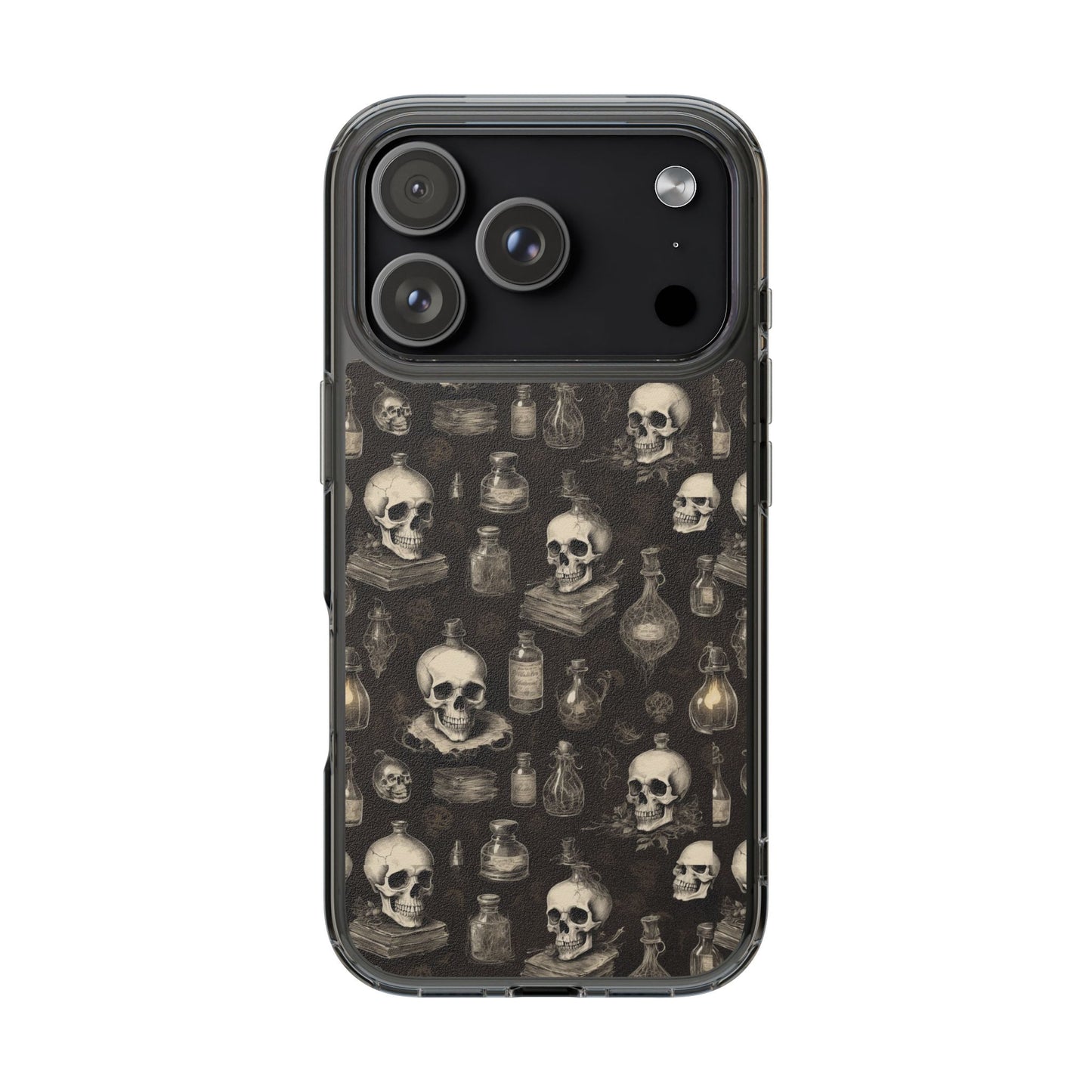 Gothic Skull Phone Case | Clear Impact-Resistant Cases for Halloween, Gothic Aesthetic, Unique Gift, Skull Lover, Spooky Decor