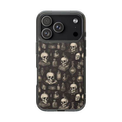 Gothic Skull Phone Case | Clear Impact-Resistant Cases for Halloween, Gothic Aesthetic, Unique Gift, Skull Lover, Spooky Decor