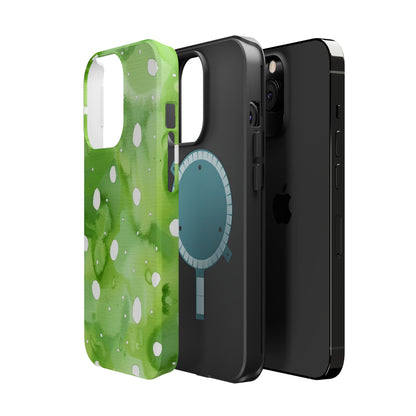 Green Watercolor Polka Dot Magnetic Impact Phone Case