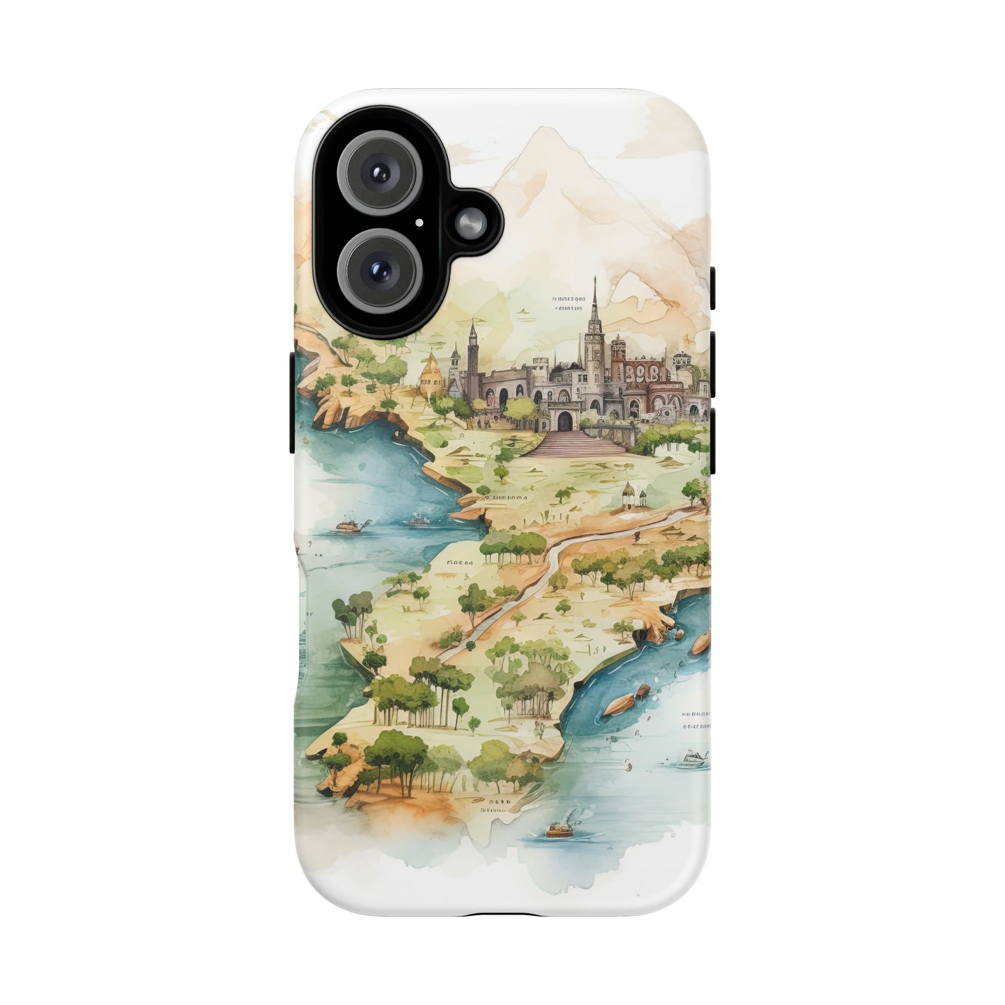 Hard Phone Case — Watercolor Fantasy Map Castle Design
