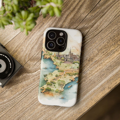 Hard Phone Case — Watercolor Fantasy Map Castle Design