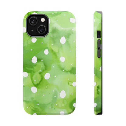 Green Watercolor Polka Dot Magnetic Impact Phone Case