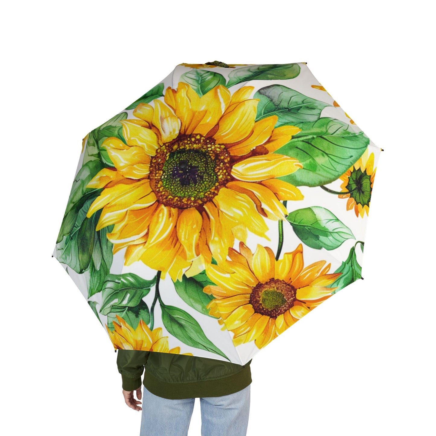 Sunflower Foldable Umbrella — Semi-Automatic Compact Rain Parasol