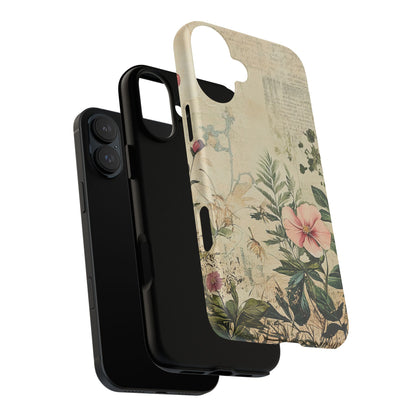 Floral Vintage Tough Case – Botanical Protective Phone Cover,Plants Lovers
