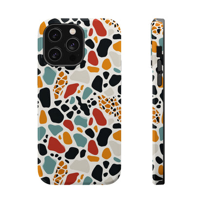 Terrazzo Pattern Magnetic Impact Phone Case — Colorful Retro Pebble Design