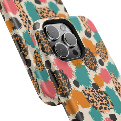 Leopard Splash Magnetic Impact Phone Case — Colorful Abstract Animal Print