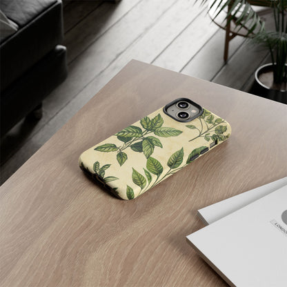 Botanical Leaves Tough Phone Case — Vintage Green Plant Print