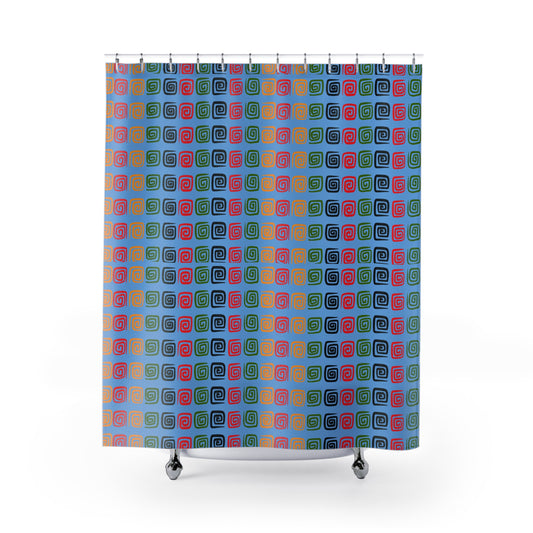Colorful Patterned Shower Curtain, Fun Bathroom Decor, Bright Home Accessory, Modern Design, Gift for Housewarming