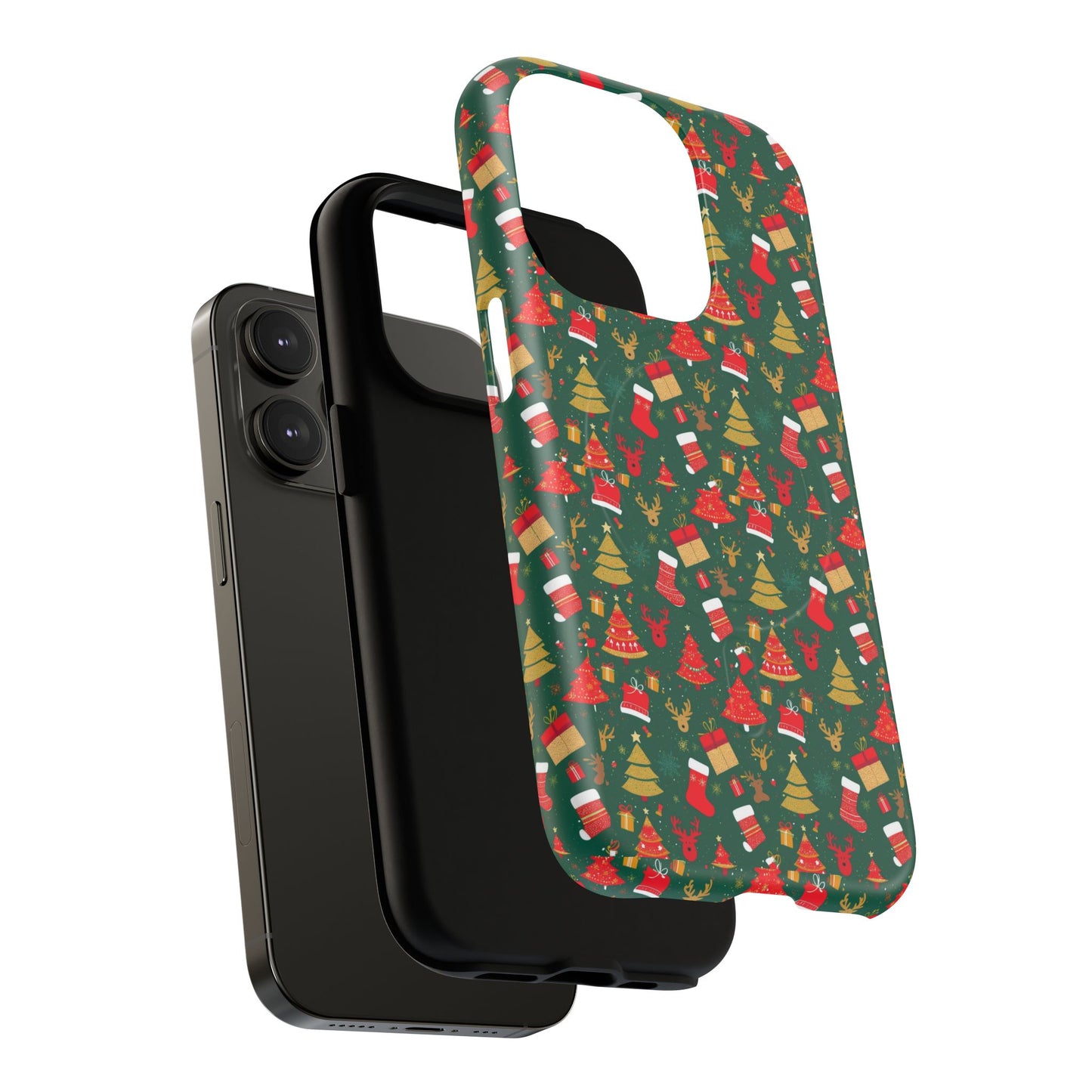 Christmas Tough Magnetic Phone Case | Festive Holiday Accessory | Cute Santa & Tree Design, Gift for Him/Her, Seasonal Tech