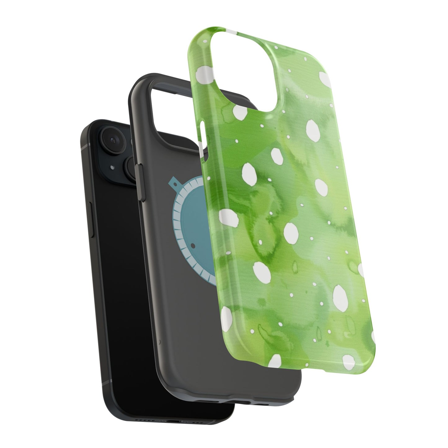Green Watercolor Polka Dot Magnetic Impact Phone Case