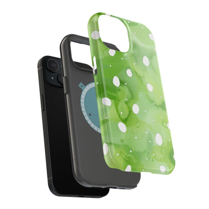 Green Watercolor Polka Dot Magnetic Impact Phone Case