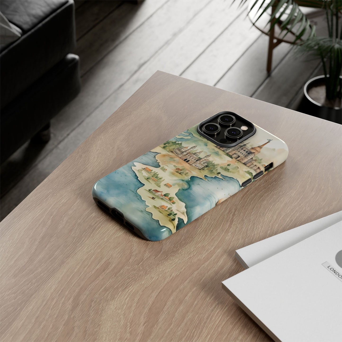 Hard Phone Case — Watercolor Fantasy Map Castle Design